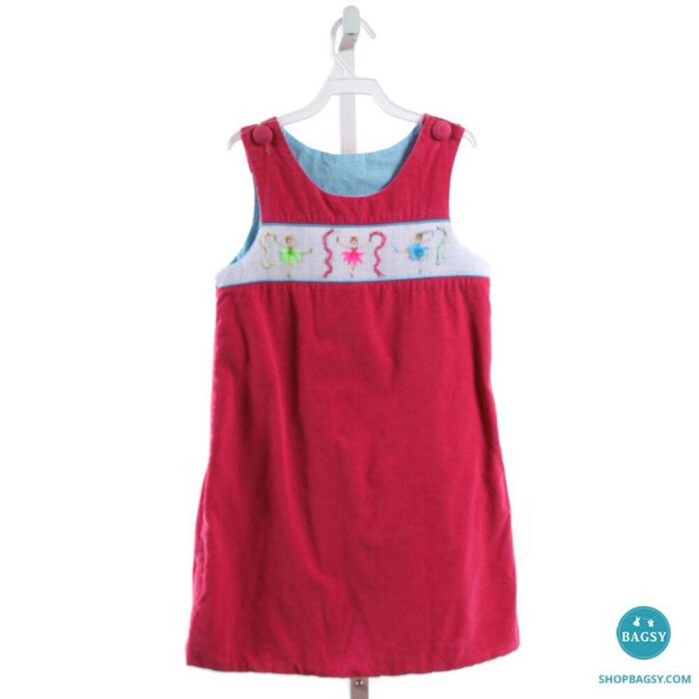BEAUX ET BELLES HOT PINK CORDUROY SMOCKED DRESS